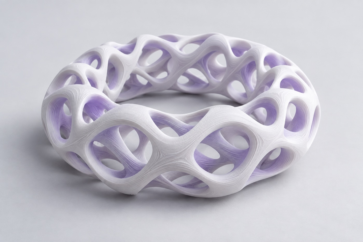 Conceptual lilac lattice form illustrating 3D design
